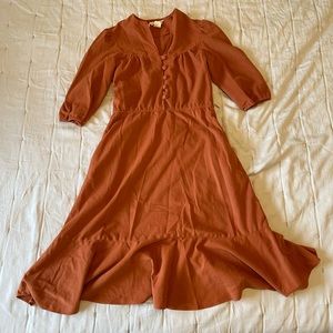 Vintage soft 70s dress rust colored with buttons